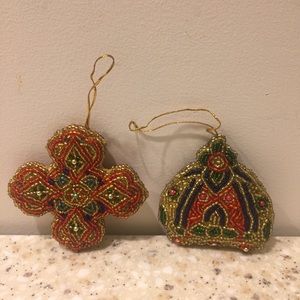 Pair Vintage Glass Beaded Ornaments